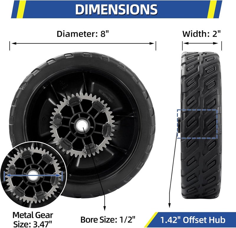 GICOOL GIGOOL 42710-VR8-N00ZA Lawn Mower Rear Wheels, 8 Inch Wheels Kit for Honda HRN216, 2 Pack - Image 2